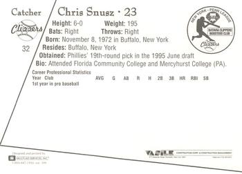 1995 Batavia Clippers #32 Chris Snusz Back