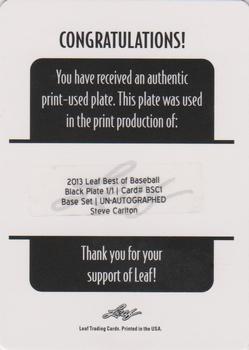 2013 Leaf Best of Baseball - Printing Plates Black #BSC1 Steve Carlton Back