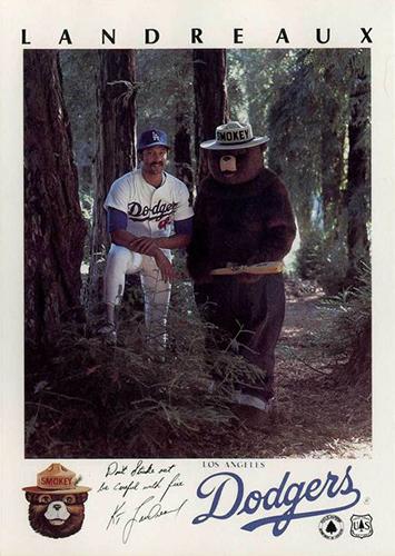 1984 Los Angeles Dodgers Smokey 5x7 #NNO Ken Landreaux Front