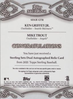 2021 Topps Sterling - Sterling Sets Dual Autograph Relics Red #SDAR-GTR Ken Griffey Jr. / Mike Trout Back