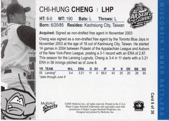 2005 MultiAd Midwest League All-Stars Eastern Division #6 Chi-Hung Cheng Back