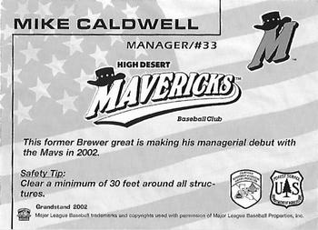2002 Grandstand High Desert Mavericks Fire Safety Promotion #NNO Mike Caldwell Back