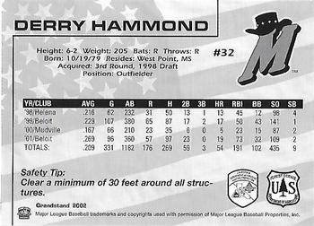 2002 Grandstand High Desert Mavericks Fire Safety Promotion #NNO Derry Hammond Back
