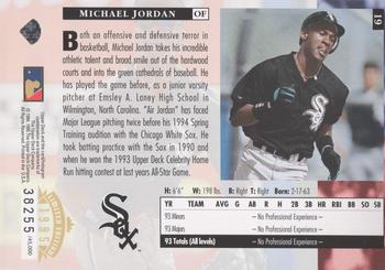 1995 Upper Deck Authenticated Michael Jordan Star Rookies Jumbo #19 Michael Jordan Back