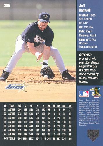 1998 Upper Deck - Series Two 5x7 #385 Jeff Bagwell Back