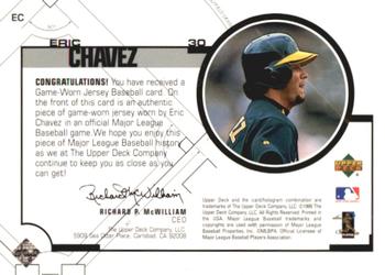 1999 Upper Deck - Game Jerseys (Series Two) #EC Eric Chavez Back
