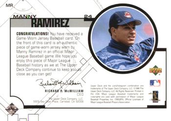 1999 Upper Deck - Game Jerseys (Series Two) #MR Manny Ramirez Back
