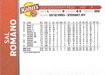 2021 Kahn's Cincinnati Reds #NNO Sal Romano Back