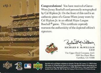 2000 Upper Deck - e-Card e|volve Autographed Game Jerseys #eSJ-3 Cal Ripken Jr. Back