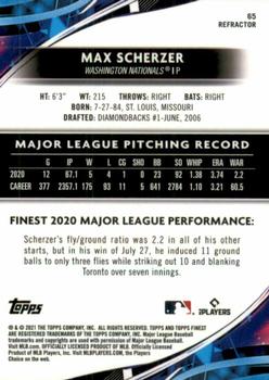 2021 Finest - Refractor #65 Max Scherzer Back