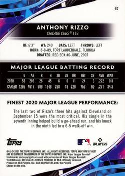 2021 Finest - Aqua Refractor #67 Anthony Rizzo Back