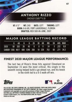 2021 Finest - Blue Refractor #67 Anthony Rizzo Back