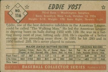 1953 Bowman Color #116 Eddie Yost Back