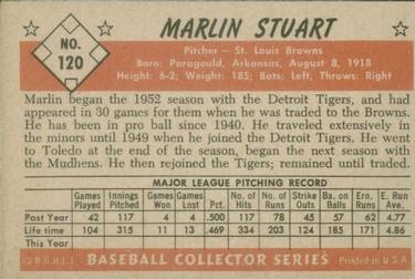 1953 Bowman Color #120 Marlin Stuart Back