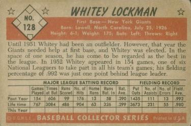1953 Bowman Color #128 Whitey Lockman Back