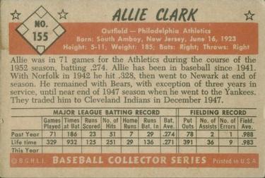 1953 Bowman Color #155 Allie Clark Back