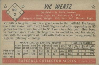 1953 Bowman Color #2 Vic Wertz Back