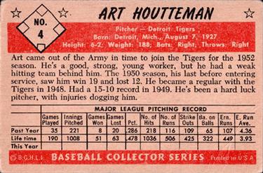 1953 Bowman Color #4 Art Houtteman Back