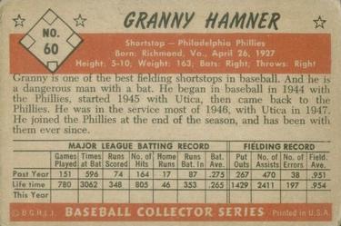 1953 Bowman Color #60 Granny Hamner Back