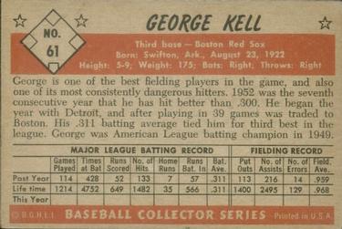 1953 Bowman Color #61 George Kell Back
