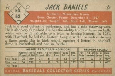 1953 Bowman Color #83 Jack Daniels Back