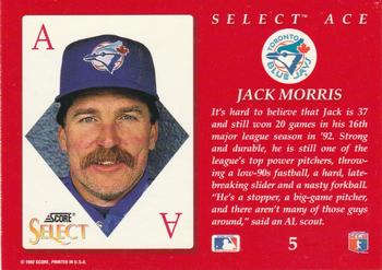 1993 Select - Aces #5 Jack Morris Back