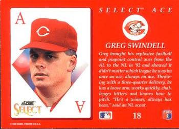 1993 Select - Aces #18 Greg Swindell Back