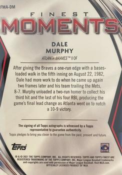 2021 Finest - Finest Moments Autographs #FMA-DM Dale Murphy Back