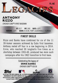2021 Finest - Finest Legacies #FL-AE Anthony Rizzo / Ernie Banks Back