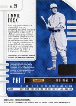 2021 Panini Absolute - Spectrum Gold #29 Jimmie Foxx Back