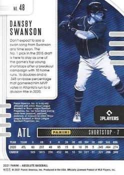 2021 Panini Absolute - Retail Green #48 Dansby Swanson Back