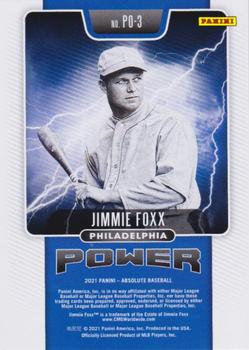 2021 Panini Absolute - Power Spectrum Red #PO-3 Jimmie Foxx Back