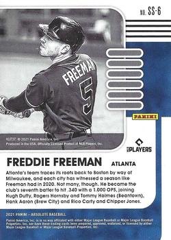 2021 Panini Absolute - Statistically Speaking Green #SS-6 Freddie Freeman Back