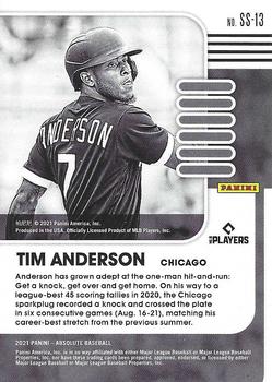 2021 Panini Absolute - Statistically Speaking Green #SS-13 Tim Anderson Back