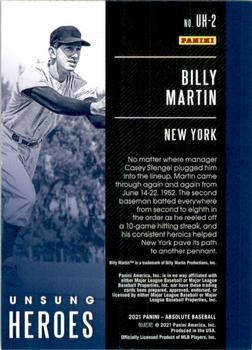 2021 Panini Absolute - Unsung Heroes #UH-2 Billy Martin Back