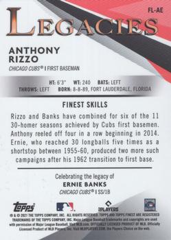 2021 Finest - Finest Legacies Kintsukuroi Red/Gold Refractor #FL-AE Anthony Rizzo / Ernie Banks Back