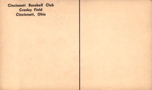 1954-55 Cincinnati Redlegs Postcards #NNO Joe Black Back