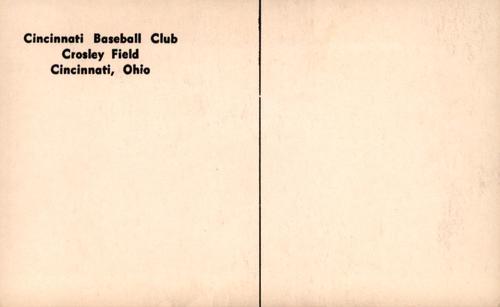 1954-55 Cincinnati Redlegs Postcards #NNO Johnny Klippstein Back