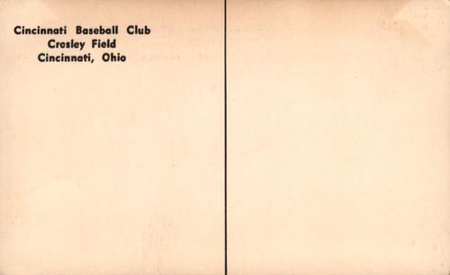 1954-55 Cincinnati Redlegs Postcards #NNO Ted Kluszewski Back