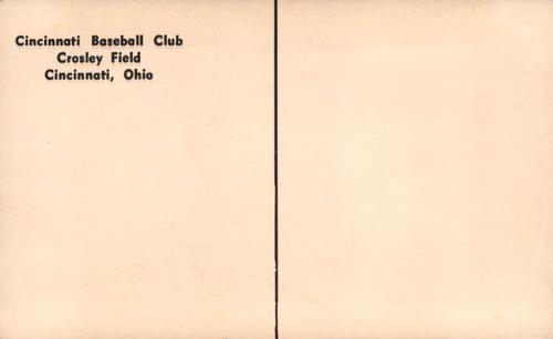 1954-55 Cincinnati Redlegs Postcards (PC 746) #NNO Ted Kluszewski Back