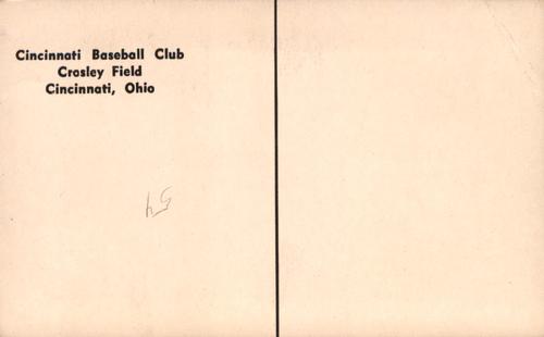 1954-55 Cincinnati Redlegs Postcards (PC 746) #NNO Roy McMillan Back