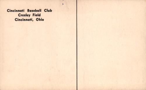 1954-55 Cincinnati Redlegs Postcards (PC 746) #NNO Rudy Minarcin Back