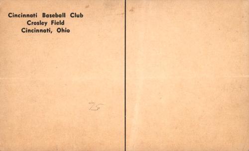 1954-55 Cincinnati Redlegs Postcards (PC 746) #NNO Wally Post Back