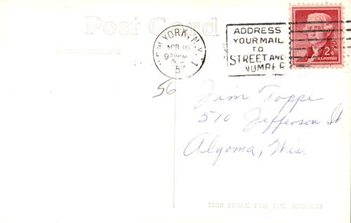 1956 Cincinnati Redlegs Postcards #NNO Tom Ferrick Back