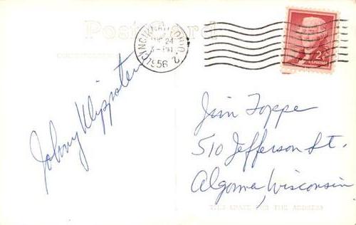 1956 Cincinnati Redlegs Postcards #NNO Johnny Klippstein Back