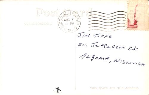 1956 Cincinnati Redlegs Postcards #NNO Birdie Tebbetts Back