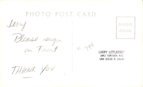 1957 Cincinnati Redlegs Postcards #NNO Jerry Lynch Back
