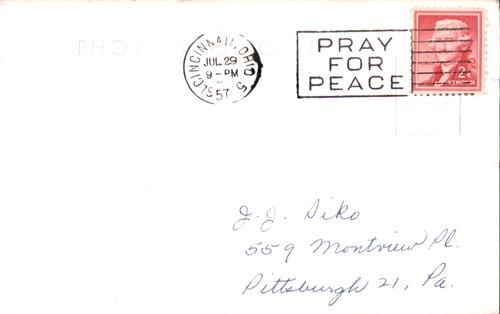 1957 Cincinnati Redlegs Postcards #NNO Roy McMillan Back