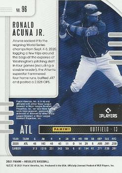 2021 Panini Absolute - Retail Red #96 Ronald Acuna Jr. Back
