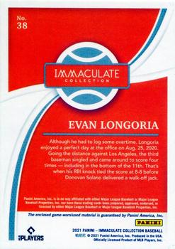 2021 Panini Immaculate Collection #38 Evan Longoria Back
